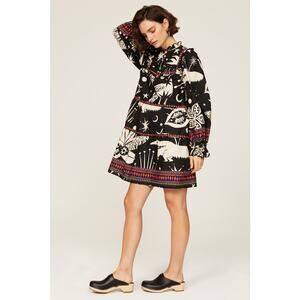 FARM RIO Black White Printed Cerrado Sky Mini Dress Size Small